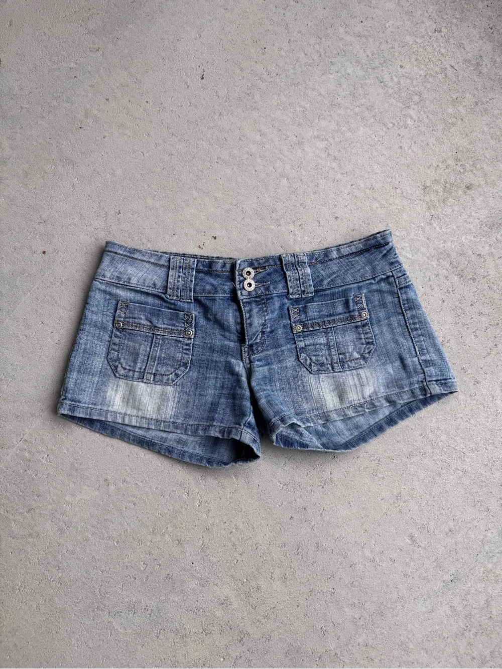Streetwear Society Blue Distressed Low-Rise Jean Shorts